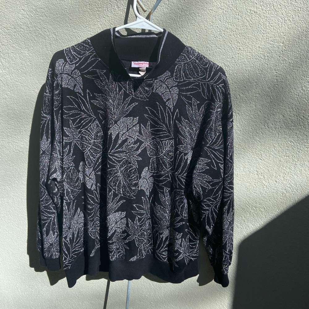 black and silver long sleeve blouse, brand: young stuff II, standard size